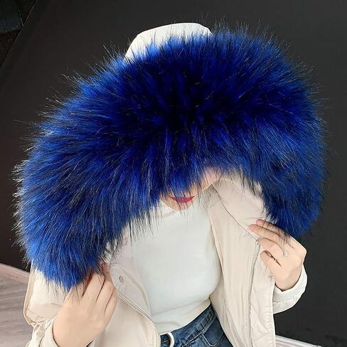 ECYC Ltd Faux Fur Trim for Hood Replacement, Detachable Fluffy Faux Fur Collar Hood Trim Warm Scarf Scarves Wrap Stole Shawl Neck Warmer for Winter Coat Sweater Jacket Hood Unisex in Saudi Arabia