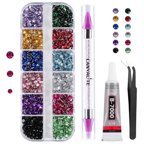 Canvalite 11000Pcs Flatback Pearls for Crafting, Multiple Sizes Half Nail Pearls with 5Pcs B7000 Jewelry Glues & Picker Tools Bedazzling Bead for DIY Crafts Clothing Tumblers Shoes Decors Nail Art in Saudi Arabia