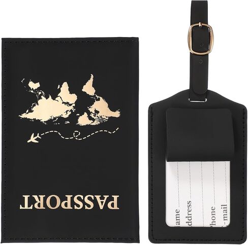 Passport Cover Holder and Luggage Tag Set, PU Leather Passport Travel Must Have Waterproof Scratch Resistant, White & 1 Set For (Men Women/Suitcase/Backpack ID Identifier) in Kuwait
