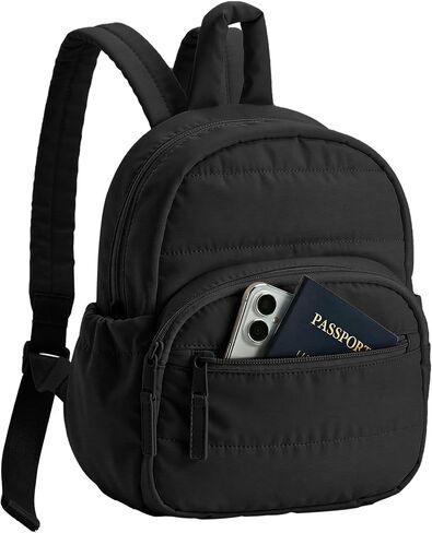 Backpack for Women, Mini Backpack with Quilted Design and Adjustable Straps, Large Capacity Multi Compartment, Lightweight Comfort for Work Travel Outdoor Gym Hiking, Bookbag for Women(black) in Kuwait