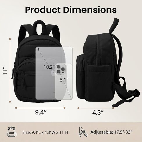 Backpack for Women, Mini Backpack with Quilted Design and Adjustable Straps, Large Capacity Multi Compartment, Lightweight Comfort for Work Travel Outdoor Gym Hiking, Bookbag for Women(black) in Kuwait