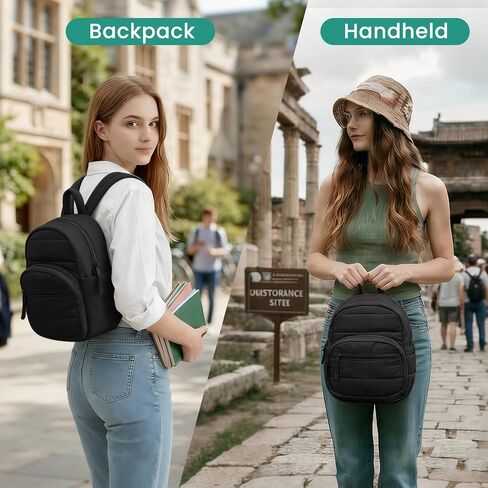 Backpack for Women, Mini Backpack with Quilted Design and Adjustable Straps, Large Capacity Multi Compartment, Lightweight Comfort for Work Travel Outdoor Gym Hiking, Bookbag for Women(black) in Kuwait
