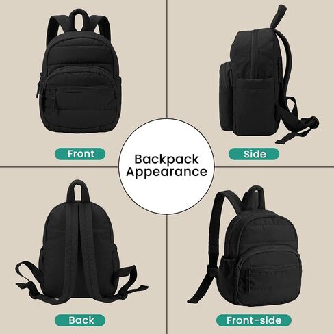 Backpack for Women, Mini Backpack with Quilted Design and Adjustable Straps, Large Capacity Multi Compartment, Lightweight Comfort for Work Travel Outdoor Gym Hiking, Bookbag for Women(black) in Kuwait