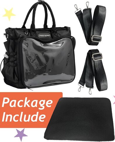 Large Ita Backpack Shoulder Tote Bag Crossbody Handbags with Insert,kawaiI Ita Purse,for Pin Display,Kpop Fan Anime (Pins NOT Included) (Black) in Kuwait