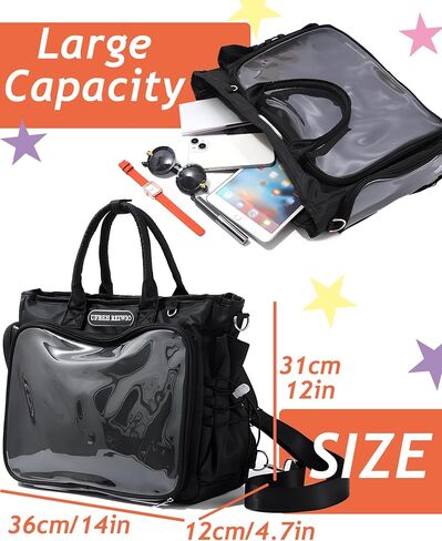 Large Ita Backpack Shoulder Tote Bag Crossbody Handbags with Insert,kawaiI Ita Purse,for Pin Display,Kpop Fan Anime (Pins NOT Included) (Black) in Kuwait