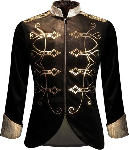 Mens Gold Embroidered Steampunk Medieval Jacket Gothic Victorian Court Uniform in Saudi Arabia