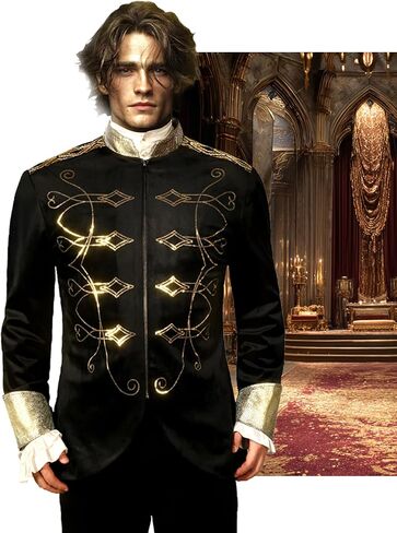Mens Gold Embroidered Steampunk Medieval Jacket Gothic Victorian Court Uniform in Saudi Arabia