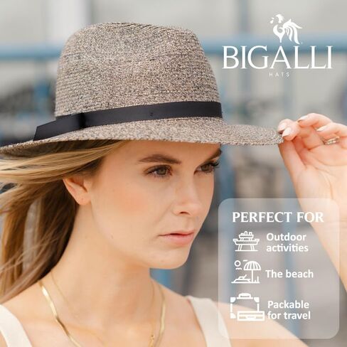 Bigalli Tiffany Poly Braid Sun Hats for Women Crushable Summer Beach Hat Pinch Front Shape, Grossgrain Ribbon UV SPF 80 in Saudi Arabia