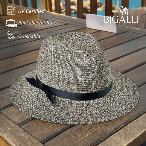 Bigalli Tiffany Poly Braid Sun Hats for Women Crushable Summer Beach Hat Pinch Front Shape, Grossgrain Ribbon UV SPF 80 in Saudi Arabia