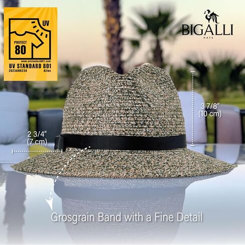 Bigalli Tiffany Poly Braid Sun Hats for Women Crushable Summer Beach Hat Pinch Front Shape, Grossgrain Ribbon UV SPF 80 in Saudi Arabia