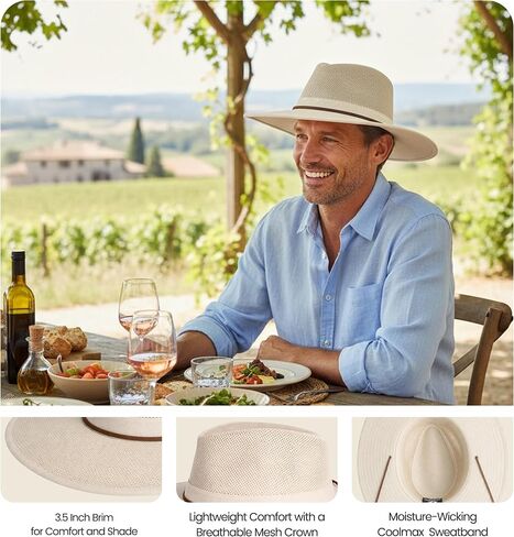 Henschel Hats Aussie Breezer Grande Hat - Extra Wide-Brim Sun Hat for Men | Perfect Men's Summer Hat for Camping in Saudi Arabia