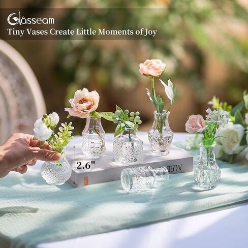 مزهريات برعم صغيرة من Glasseam للقطع المركزية: مجموعة مزهرية زجاجية شفافة صغيرة مقاس 2.7 بوصة لديكور الزهور وحفلات الزفاف وحفلات استقبال المولود الجديد - 20 قطعة صغيرة لتزيين الطاولات in Kuwait