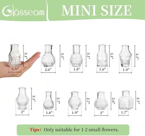 مزهريات برعم صغيرة من Glasseam للقطع المركزية: مجموعة مزهرية زجاجية شفافة صغيرة مقاس 2.7 بوصة لديكور الزهور وحفلات الزفاف وحفلات استقبال المولود الجديد - 20 قطعة صغيرة لتزيين الطاولات in Kuwait