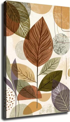 Canvas Wall Art Abstract Boho Leaf Print Poster for Living Room Bedroom Kitchen Home Decor (Framed,24" L x 36" W) in Saudi Arabia