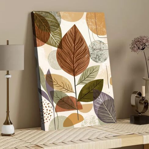 Canvas Wall Art Abstract Boho Leaf Print Poster for Living Room Bedroom Kitchen Home Decor (Framed,24" L x 36" W) in Saudi Arabia