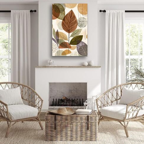 Canvas Wall Art Abstract Boho Leaf Print Poster for Living Room Bedroom Kitchen Home Decor (Framed,24" L x 36" W) in Saudi Arabia