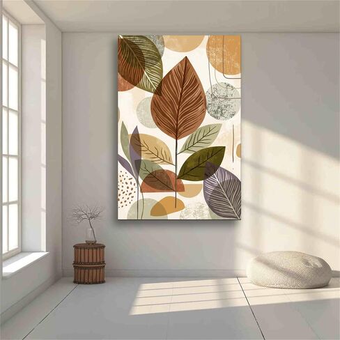 Canvas Wall Art Abstract Boho Leaf Print Poster for Living Room Bedroom Kitchen Home Decor (Framed,24" L x 36" W) in Saudi Arabia