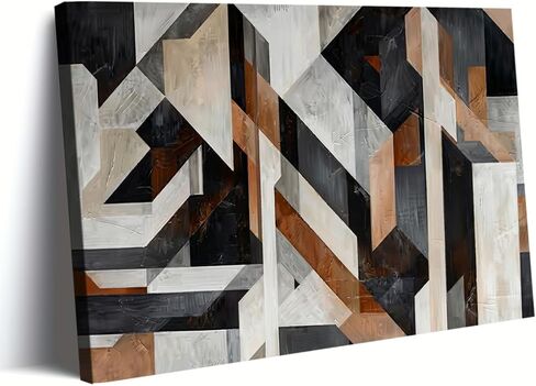 Geometric Thick Texture Abstract Canvas Print Wall Art Poster for Living Room Bedroom Office Home Decor (Framed,24" L x 36" W) in Saudi Arabia