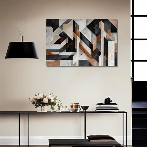 Geometric Thick Texture Abstract Canvas Print Wall Art Poster for Living Room Bedroom Office Home Decor (Framed,24" L x 36" W) in Saudi Arabia