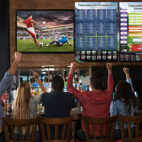 ملصق جدول بطولة كأس العالم الكبير من AhfuLife، مقاس A1 - 32.6 بوصة × 23.2 بوصة، قطعتان من ديكورات الرسم البياني لتقويم كرة القدم، 2026 لوحة حائط لبطولة كرة القدم لمحبي ديكور المنزل والمكتب والحفلات (A1-مطوية) in Kuwait
