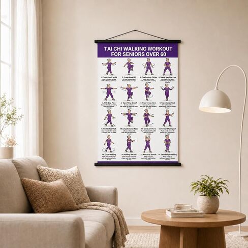 Lionpower Tai Chi Walking Workout for Seniors - Tai Chi Walking Chart & Exercise Guide Poster - Tai Chi for Beginners Instructional Wall Decor - Balance & Mobility Training for Elderly (16 x 24 inches) in Saudi Arabia