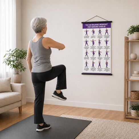 Lionpower Tai Chi Walking Workout for Seniors - Tai Chi Walking Chart & Exercise Guide Poster - Tai Chi for Beginners Instructional Wall Decor - Balance & Mobility Training for Elderly (16 x 24 inches) in Saudi Arabia