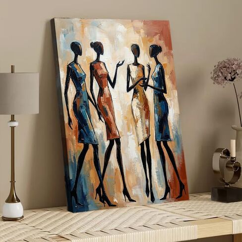 Canvas Wall Art Abstract African Women Figure Oil Painting Print Poster for Living Room Bedroom Office Decor (Framed,12" L x 16" W) in Saudi Arabia
