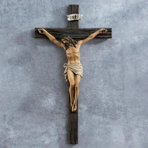 Kreative&Kind Catholic Crucifix Wall Cross, 10 Inch Jesus Cross for Wall, Hanging Realistic Crucifix Catholic Cross, Crucifijos Catolicos, Cristos Catolicos Home Décor, Religious Wall Art for Altar, Religious Gift in Saudi Arabia