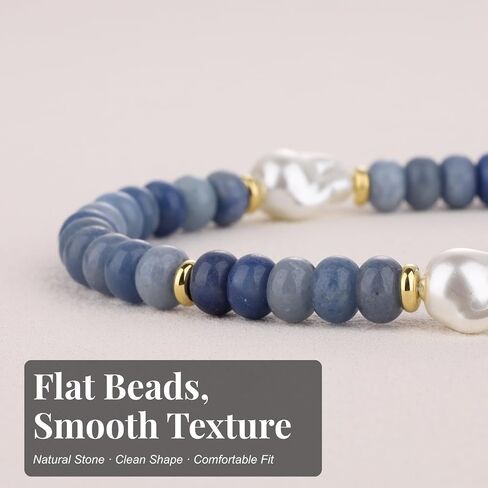 SAMYA Beaded Necklace for Women with Natural Gemstone & Baroque Pearl, Adjustable 16.5"+2" Layering Necklace, Boho Summer Beach Jewelry in Kuwait