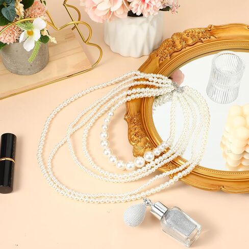 Pearl Necklaces for Women, Five Layer Pearl Necklace, Multi Long Strand Layered Pearls Necklaces,Retro style for Wedding Party 1920s Costume Jewelry in Kuwait