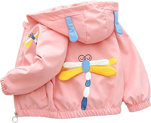 Girls Hooded Jacket Toddler Zip Up Coat with Back Plush Cartoon Kids Lightweight Cute Animal Outerwear in Kuwait