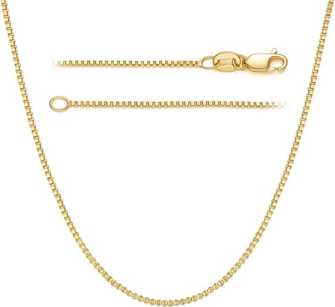 Gold Chain for Women 14K Gold Necklaces for Women Gold Box Chain Necklace for Womens Refined and Timeless Look Box Chains Necklace for Womens 14/16/18/20/22/24/26 in Saudi Arabia