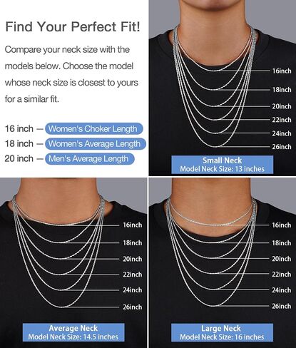 925 Sterling Silver Chain Necklace for Women, 2mm Rope Chains 14K Gold Plated Chain for Women Shiny Women's Chains Necklace 16 18 20 22 24 26 Inch in Kuwait