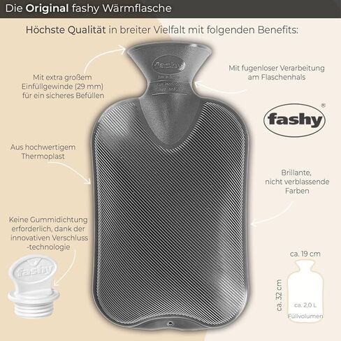 Fashy Hot Water Bottle with Fleece Cover Red 2.0L in Kuwait