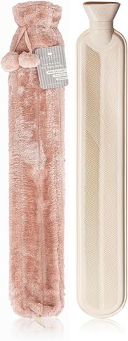 Revitale Extra Long Hot Water Bottle Pom Pom Soft Fur Cover - 72cm / 2L (Rose Pink) in Saudi Arabia