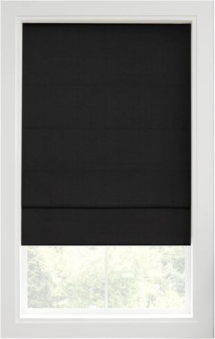 Eclipse Kylie 100% Blackout Window Roman Shade, 23 in Wide x 64 in Long, Cordless, Thermal and Noise Reducing Interior Shade Window Treatment for Home Privacy & Energy-Efficiency, Black in Kuwait