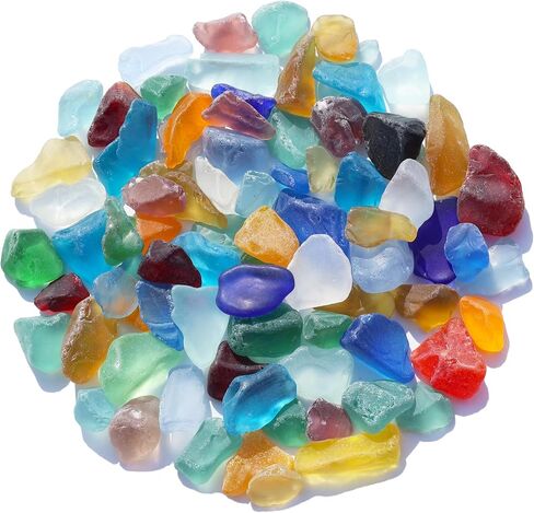 QYGL Sea Glass Block - 1LB Colorful Mixed Frosted Sea Glass - Vase Filler and Aquarium Ornament, DIY Craft Supplies for Art, Sea Glass Decor, Beach Weddings, and Home Decor in Saudi Arabia