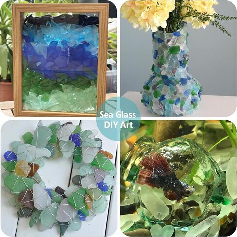 QYGL Sea Glass Block - 1LB Colorful Mixed Frosted Sea Glass - Vase Filler and Aquarium Ornament, DIY Craft Supplies for Art, Sea Glass Decor, Beach Weddings, and Home Decor in Saudi Arabia
