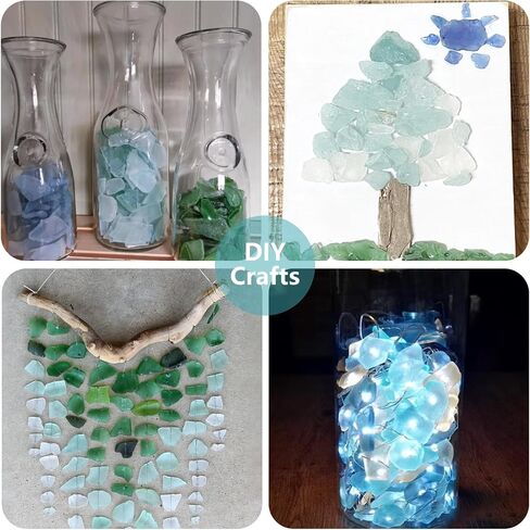 QYGL Sea Glass Block - 1LB Colorful Mixed Frosted Sea Glass - Vase Filler and Aquarium Ornament, DIY Craft Supplies for Art, Sea Glass Decor, Beach Weddings, and Home Decor in Saudi Arabia