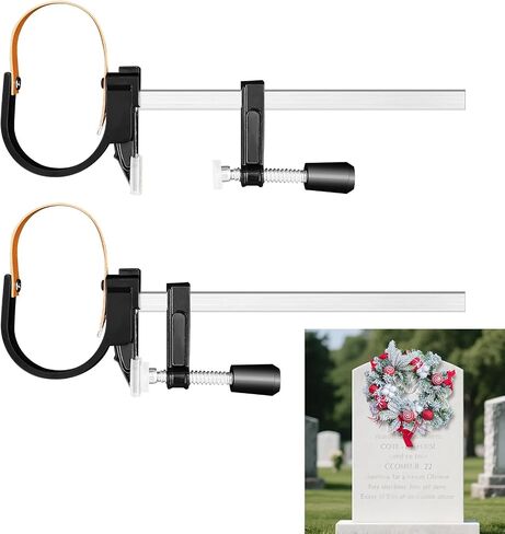 Headstone Wreath Hanger, 2-Pack Adjustable Cemetery Wreath Holder for 3'' to 8'' Tombstones & Grave Markers,Black,Gravestone Decoration for Christmas, Memorial Day, Never Blown Away! in Kuwait