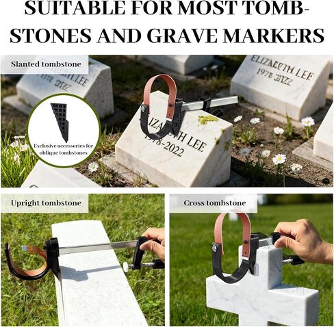 Headstone Wreath Hanger, 2-Pack Adjustable Cemetery Wreath Holder for 3'' to 8'' Tombstones & Grave Markers,Black,Gravestone Decoration for Christmas, Memorial Day, Never Blown Away! in Kuwait
