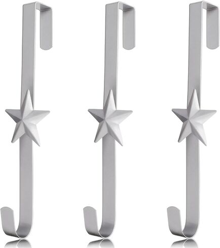 3 Pcs 15 Inch Wreath Hanger for Front Door Star Pattern Garland Hanger Over The Door Metal Door Wreath Decoration Hanger Hook for Various Festive Wreaths Hanging Towels Coats Etc (Black) in Saudi Arabia