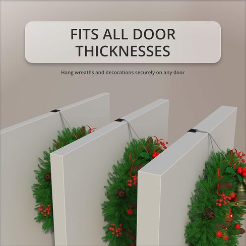 Black No Drilling Required - Universal Wreath Holder for Decorations | Invisible Hook with High-Tech Technology for Door Wreaths & Seasonal Decorations - Hanging Hook for Easy Installation in Saudi Arabia
