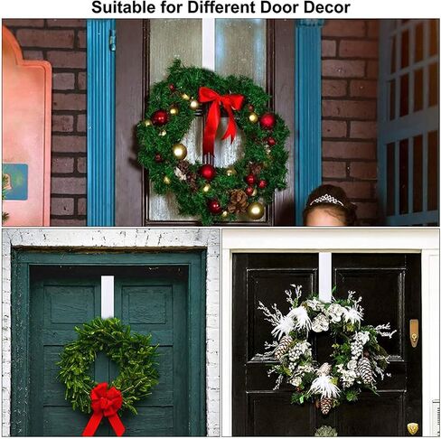 Over Door Wreath Hanger Hook, Thin Metal Overdoor Wreath Holder Seasonal Hanger Hooks for Front or Back Door Wreath Door Hanger Door Back Door Hook (White) in Saudi Arabia