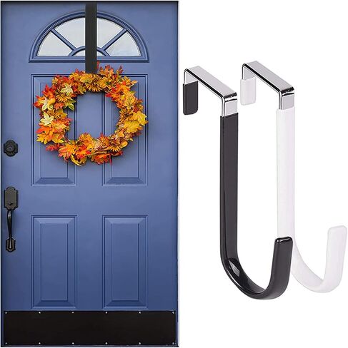 Over Door Wreath Hanger Hook, Thin Metal Overdoor Wreath Holder Seasonal Hanger Hooks for Front or Back Door Wreath Door Hanger Door Back Door Hook (White) in Saudi Arabia