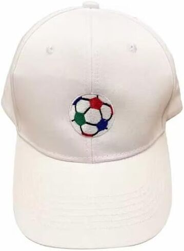 Structured Soccer Cap for Men Women, Adjustable Baseball Hat with Embroidered Soccer Ball Design, Sports Fan Hat for Outdoor Travel & Everyday Wear White in Kuwait