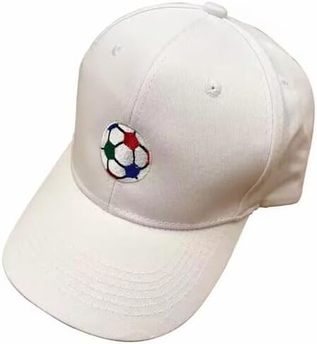 Structured Soccer Cap for Men Women, Adjustable Baseball Hat with Embroidered Soccer Ball Design, Sports Fan Hat for Outdoor Travel & Everyday Wear White in Kuwait