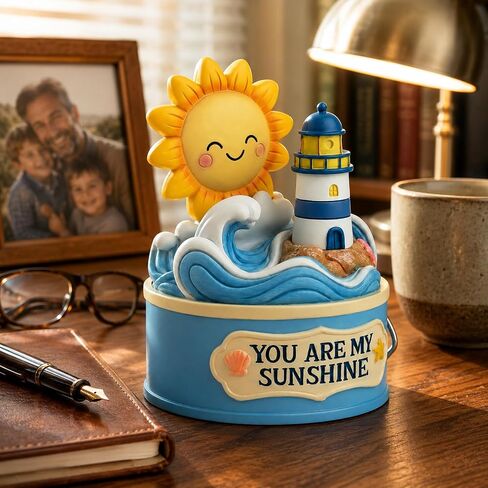 Bowu You are My Sunshine Music Box Figurine, Hand-Painted Lighthouse Ocean Collectible, Plays You are My Sunshine, Gift for Mom Dad Parents from Daughter Son, Mother’s Day Father’s Day Birthday Gift in Saudi Arabia