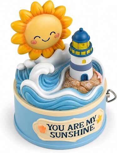 Bowu You are My Sunshine Music Box Figurine, Hand-Painted Lighthouse Ocean Collectible, Plays You are My Sunshine, Gift for Mom Dad Parents from Daughter Son, Mother’s Day Father’s Day Birthday Gift in Saudi Arabia