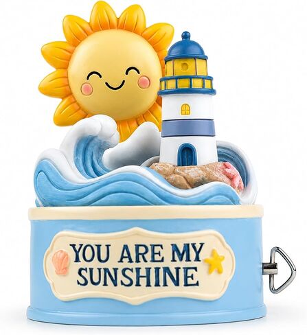 Bowu You are My Sunshine Music Box Figurine, Hand-Painted Lighthouse Ocean Collectible, Plays You are My Sunshine, Gift for Mom Dad Parents from Daughter Son, Mother’s Day Father’s Day Birthday Gift in Saudi Arabia